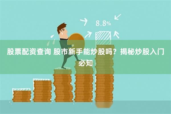 股票配资查询 股市新手能炒股吗？揭秘炒股入门必知